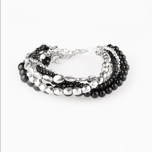 Black and silver bead bracelet